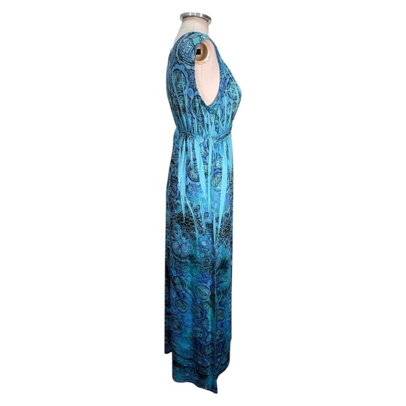 Style & Co Y2k Style Sleeveless Burn Out Jersey Maxi Dres Blue Size Small - Picture 2 of 9
